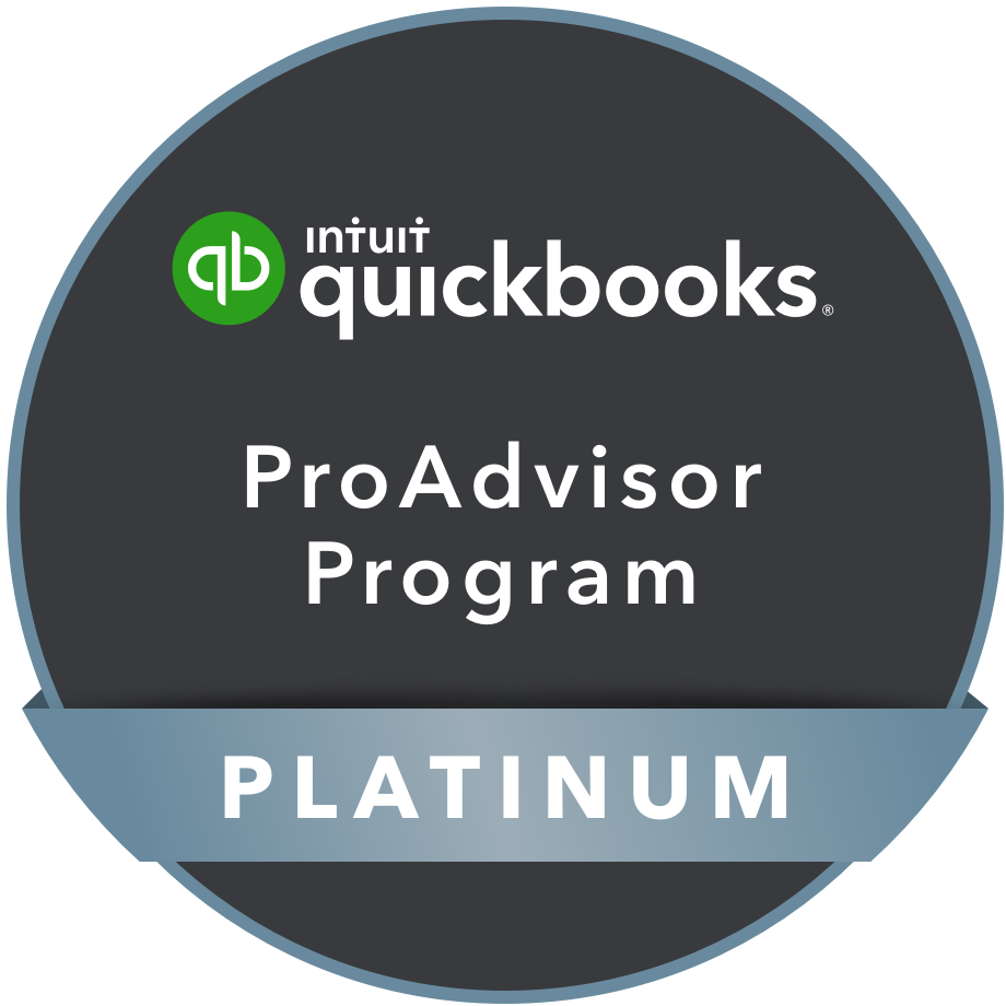 An image of an Intuit QuickBooks ProAdvisor Program Platinum badge