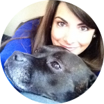 An image of Laura Dempster, owner and senior bookkeeper at Ruby Business Solutions, and her dog.